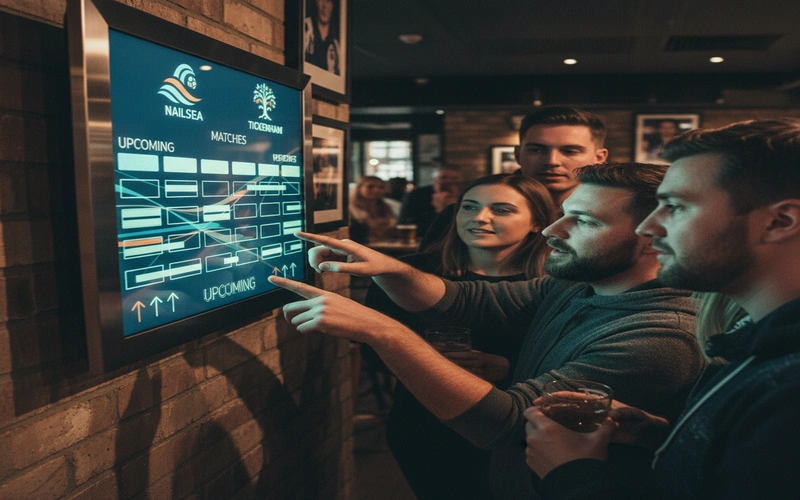 Digital fixture calendar showing upcoming Nailsea and Tickenham matches with dates and opponents