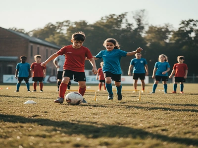 Youth players during community football training